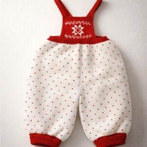 Hand Knit Overalls - 12-18 Months (Perfect for Valentine’s Day!)